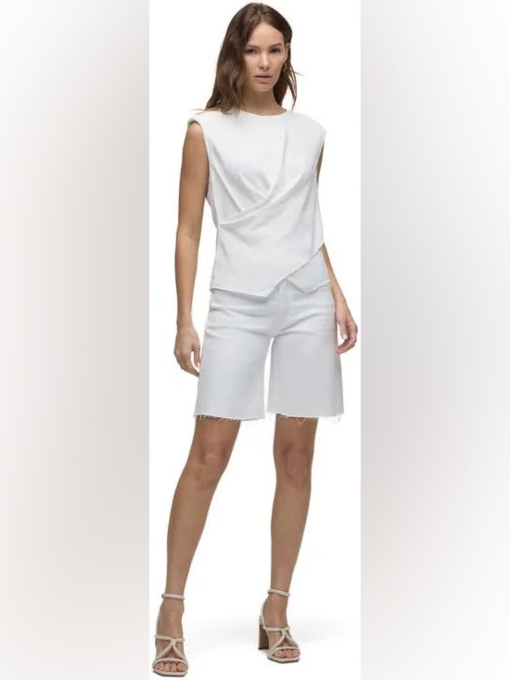 Hudson Viceroy White Low/Mid Rise Cut Off Jean Shorts In A Bermuda Length Style